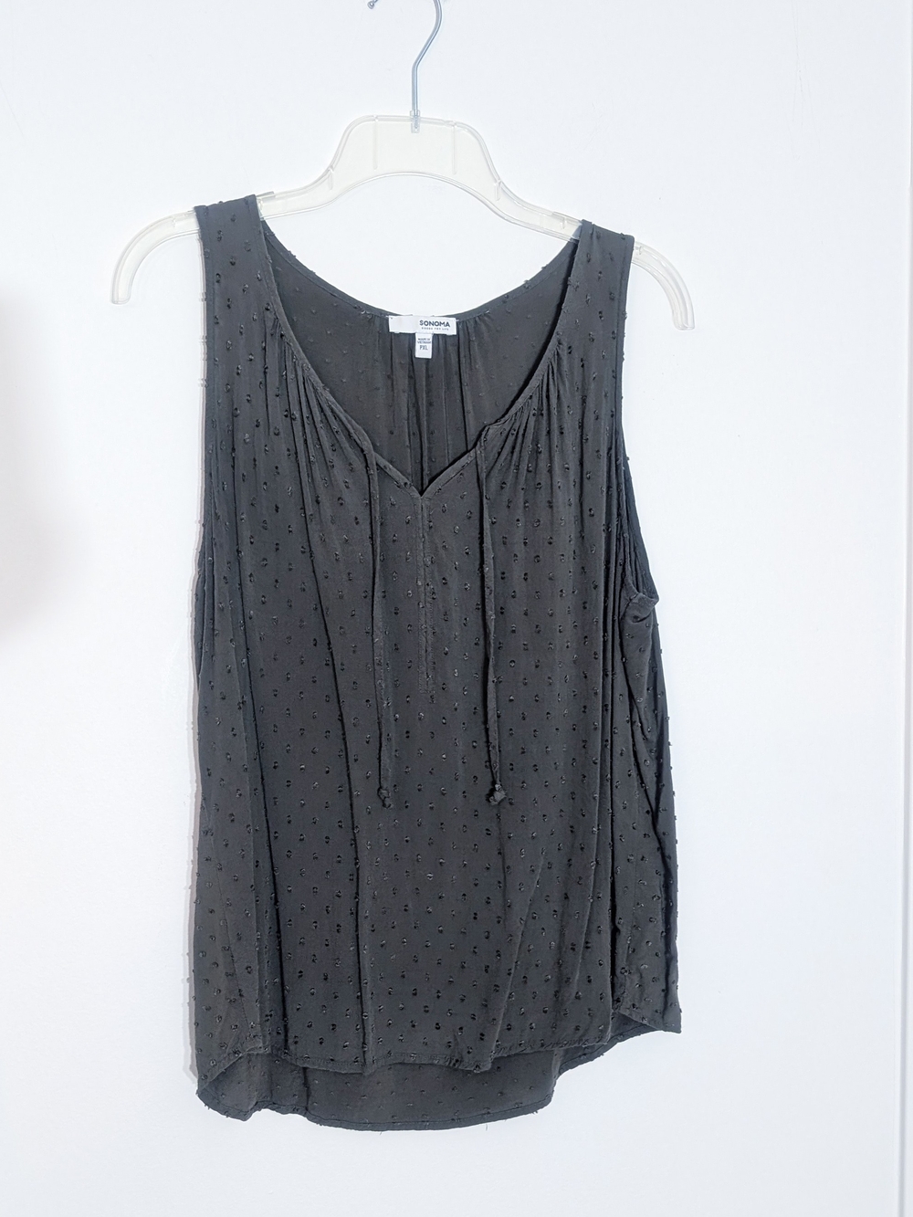 Sonoma Green Gray Textured Sleeveless V-Neck Tank Size PXL